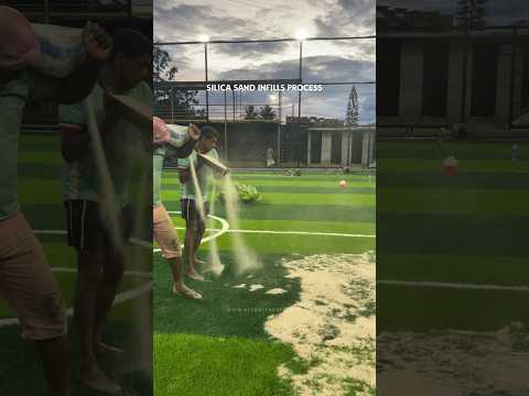 Silica sand infills after turf installation: Football turf construction 🚧