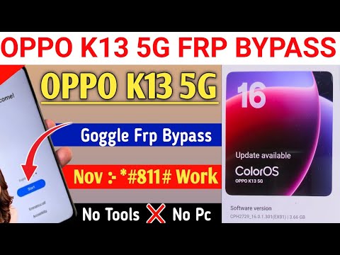 Oppo k13 5g Frp bypass ,cph2729 google account bypass without computer 