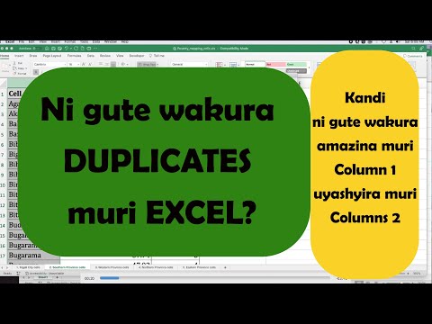 GUTAHURA DUPLICATES MURI EXCEL | GUKURA AMAZINA MURI COLUMNS 1 TUYASHYIRA MURI COLUMNS 2 #excel