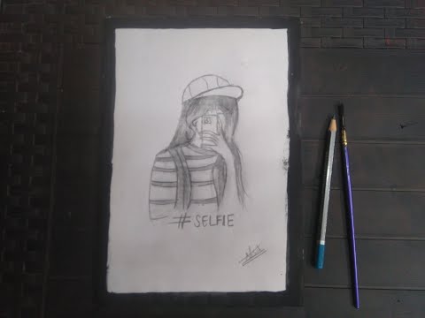 A girl taking a selfie 🤳|pencil sketch|easy pencil drawing|capital design gallery 🎨🖌️