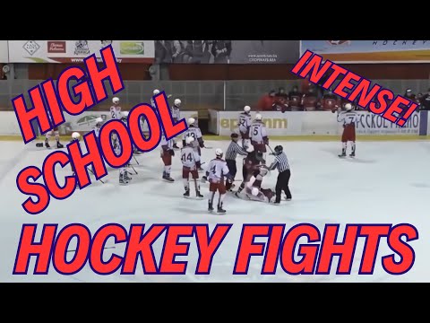 Intense!! Must See High School Hockey Brawls Compilation