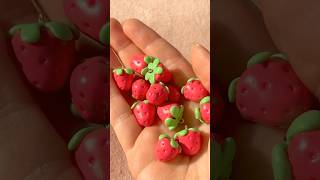 Polymer clay strawberry charms 🍓 #polymerclay