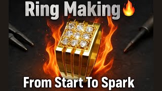 DIY 9-Diamond Gold Ring Tutorial | Step-by-Step Gold Ring Making | Diamond Ring Making