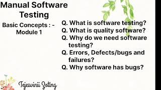Module 1 - Manual Software Testing Interviews Preparation Topics With Practical Answers