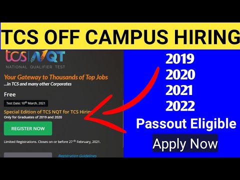 TCS OFF CAMPUS PLACEMENT REQUIREMENT Hiring drive 2019/2020/2021/2022 Passout students BE BTech Bsc