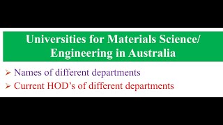 Universities for Materials Science/Engineering in Australia