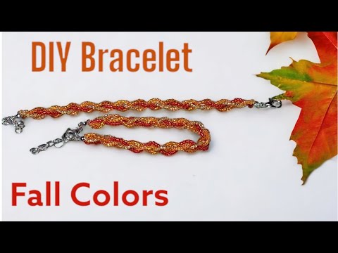 Fall colors beaded bracelet 🍁 | Box-braided bracelet 🍂