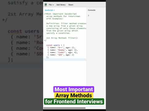 (Q-26) Most important JavaScript Array methods for interviews #javascript #arrays #interview