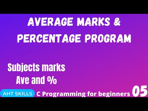 Make a program input your marks,#05 output average, total marks | by printf, scanf func.| c programm