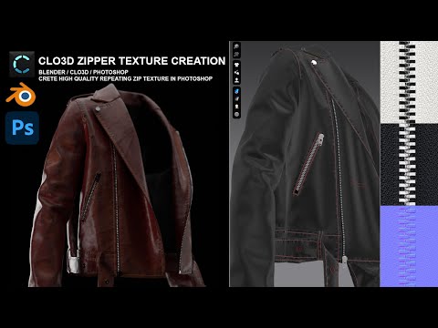 CLO3D Zip Texture Photoshop Create with Photoshop for Clo3d, Substance & Blender Repeat Zip Textures