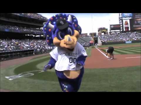 Rockies Game Dinger models and Marc Throws out first pitch!