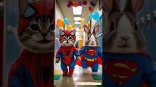 🔥 POV: Spider-Kitten & Super-Bunny at School Function! The Cute Superheroes ! #shorts