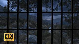 4K Relaxing Sleep Rain On Window Mountain Views | Meditation, Stress Relief & Relaxation for Anxiety