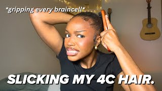 first time slicking my 4c hair back