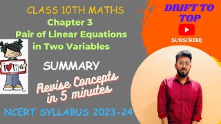 Chapter 3 | Class 10 Maths | Summary | Ncert