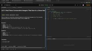 Solving Find Three Consecutive Integers That Sum to a Given Integer for the first time