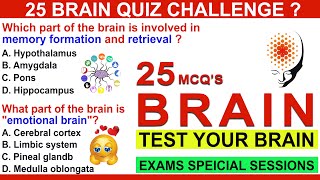 25 MCQ BRAIN QUIZ | MCQs on Human Brain for NEET 2024 | Nervous System MCQ