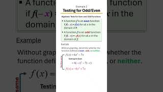 Even or Odd Function? 🤔 | How to Test Algebraically + Clear Examples, Ex 2