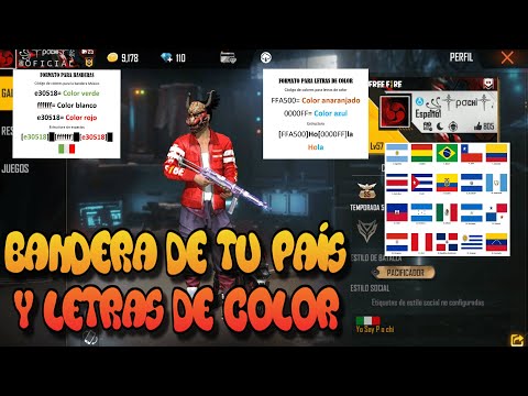 COMO AGREGAR LA BANDERA DE TU PAÍS EN FREE FIRE Y PONER LETRAS DE COLOR