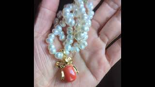 Gem Gardener: Large Red Coral Pendant Necklace Demantoid 18k