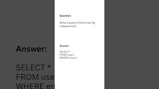 Day 10: Fetch Users by Indexed Email – SQL Index Usage #sql #sqlinterview