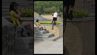 Epic Bike Stunt Wins Her Smile | Street Performance Meets Chance Encounter