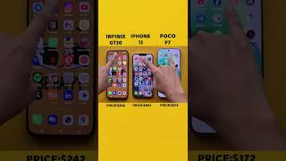 iPhone 13 vs Infinix GT 30 vs Poco F7 🚀 Speed Test & Gaming Battle 2025!