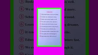 essay on education in english | education essay in english | 10 lines on education in english