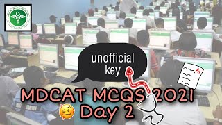 MDCAt 2021 KEY Day 2|| Unofficial key of pmc 31st august test