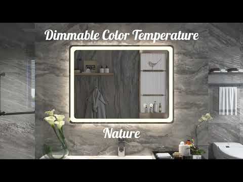 LED Bathroom Mirror 32×24" Dimmable Wall Mounted Vanity Mirror  LED Makeup Mirrors Anti-Fog