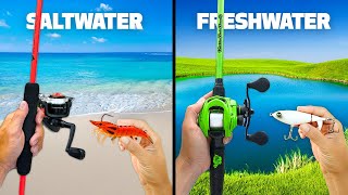 $100 Saltwater vs Freshwater Budget Fishing Challenge!