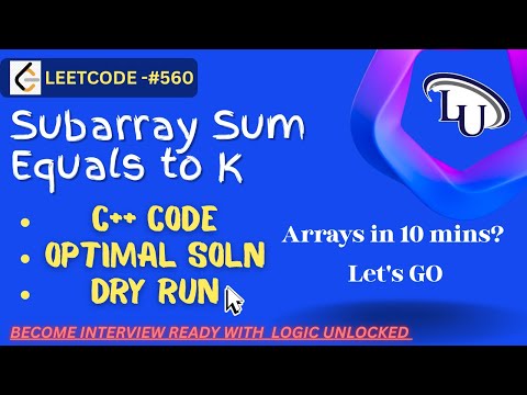 🔥 Subarray Sum Equals K - Leetcode 560 | C++ DSA | Prefix Sum + Hashmap