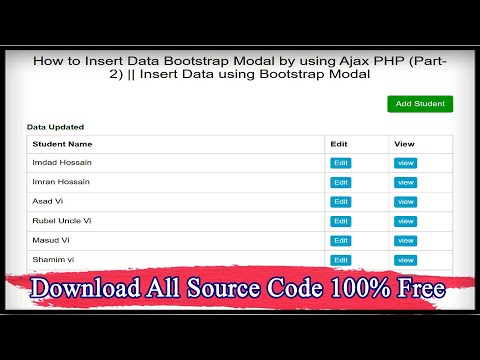 How to Insert Data Bootstrap Modal by using Ajax PHP (Part-2) || Insert Data using Bootstrap Modal