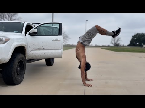 Sleeping in my Truck and doing Calisthenics for a week.