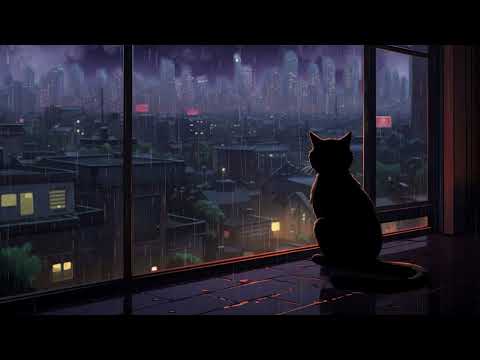 Lofi With My Cat || Rainy Night lofi playlist ☔️ [ Beats to sleep / Chill to ]