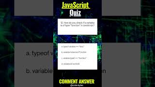 JS MCQ - if a variable is of type function in JavaScript? #shorts #javascript #interview #shorts