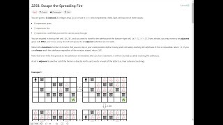 Leetcode 2258. Escape the Spreading Fire || Dual BFS || Binary Search. Hardest hard so far?