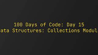 Day 15  - 100 Days of Code