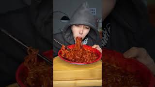 SPICY NOODLES FINISHED IN A GO | MUKBANG | ASMR EATING | #mukbang #shorts #food #eating #asmr