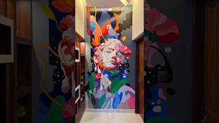 🔥 This Wall Was Empty… Then This Happened 🎨✨ #wallart #timelapse #artistatwork #shorts