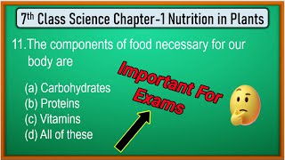 Nutrition in Plants Class 7  Chapter 1 MCQs | Class 7 science chapter 1 nutrition in plants