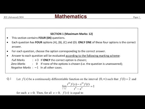 Solving the JEE ADVANCED 2024 paper #jeeadvanced #mathematics #jeemaths
