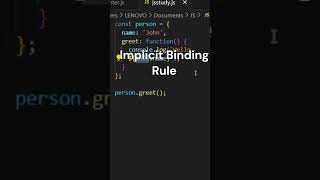 this in JavaScript|First rule Implicit Binding #javascripttutorial#shortvideo #easycode#interviewtip