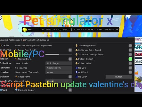 Pet simulator x update script Pastebin Valentine's day (Auto farm/Auto eggs/all game pass)