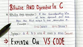 Bitwise AND Operators in C programming | Handwritten notes | B Tech | BCA all exam