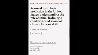 Seasonal hydrologic prediction in the United States: understanding the role of initia... | RTCL.TV