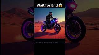A futuristic biker on a neon hover bike in an alien desert😱😱 #shorts #image #viralshort #viralshort