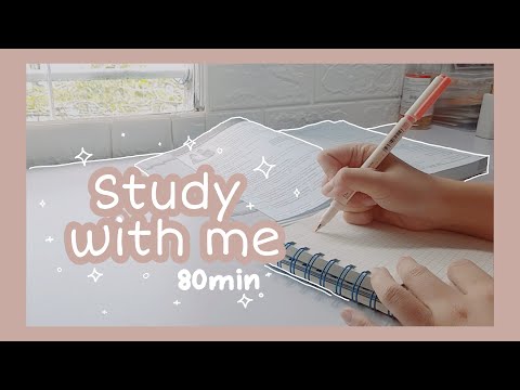 STUDY WITH ME// Afternoon for 80 min, no rest, realtime, no music