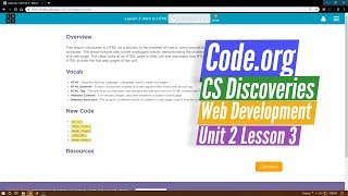 Intro to HTML - Web Development Lesson 3.1 - Code.org CS Discoveries