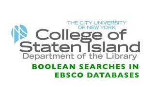 Boolean Searches in an EBSCO database